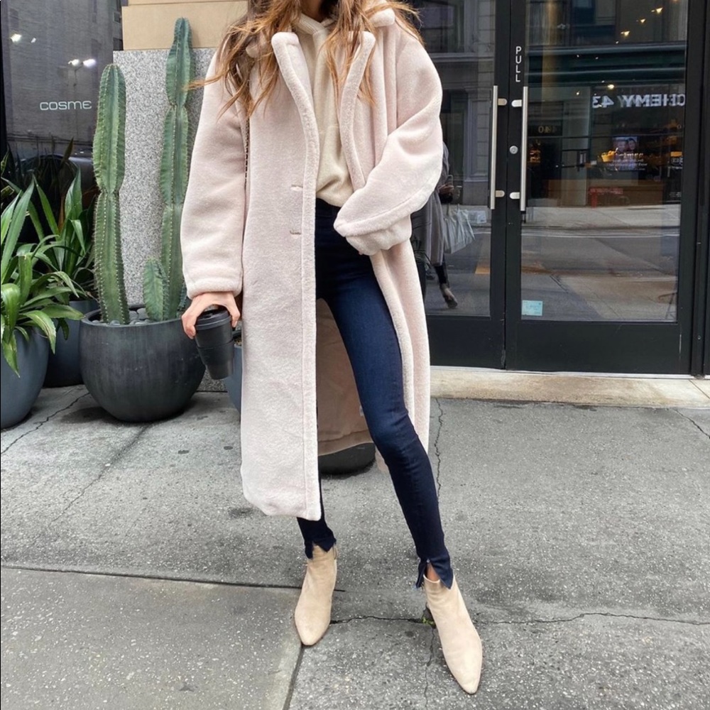 Something Navy Faux Fur Teddy Bear Coat
